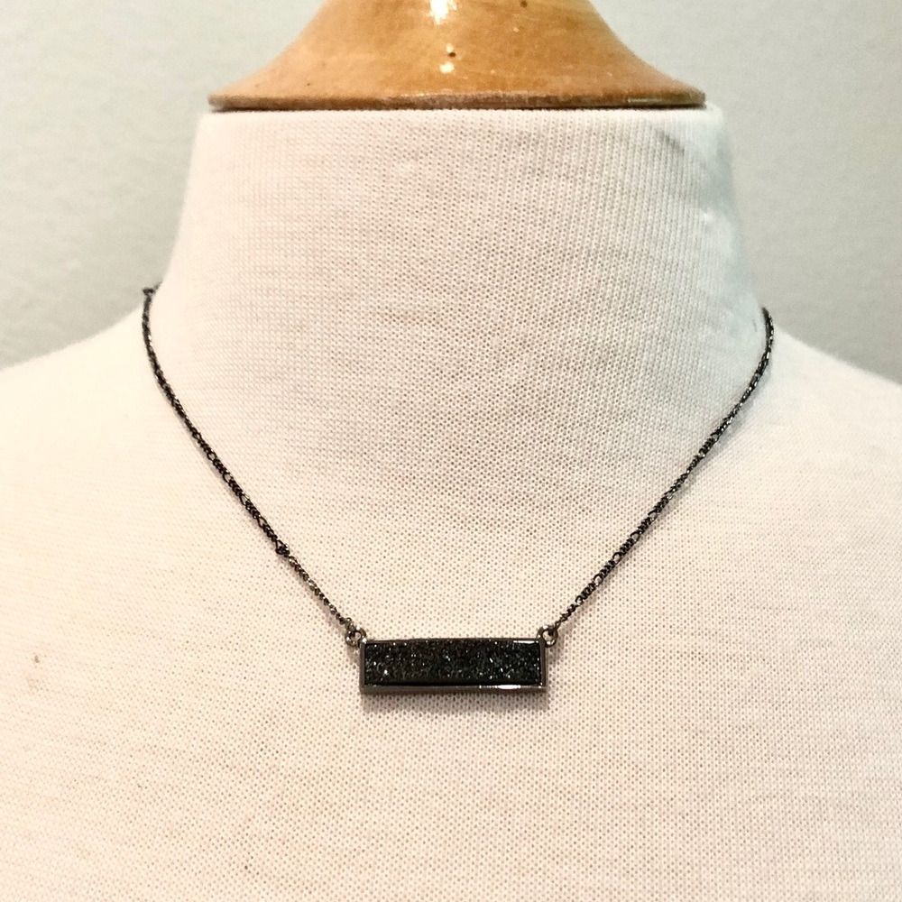 NWT Marcie Moran Black Drusy Pendant Necklace
